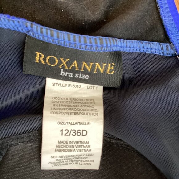 VTG Roxanne 70's Solid Bra Sarong 1-Piece Swimsuit/skirt Sz 12/36D Blue #316B - Picture 7 of 8